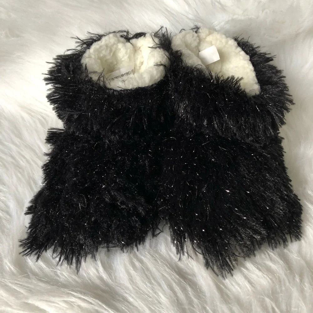 Justice Slipper Girls‎ Size S/M 13-4 Cozy Bootie With Grippers Black New